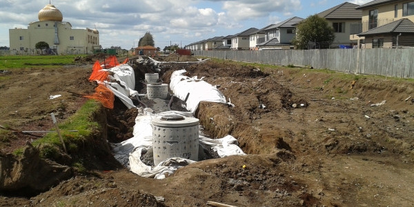 image of drainage construction at Takanini Gurdwara Sri Kalgidhar Sahib Temple