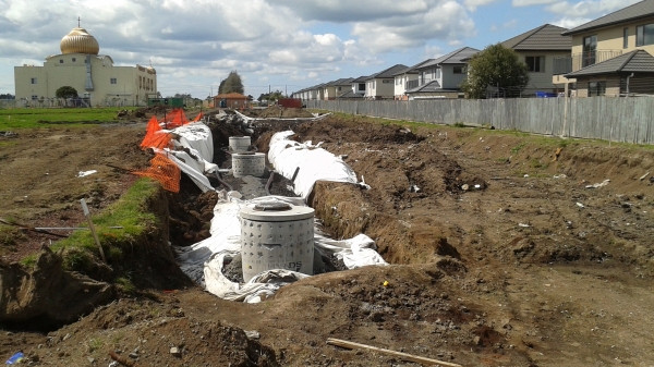 image of drainage construction at Takanini Gurdwara Sri Kalgidhar Sahib Temple