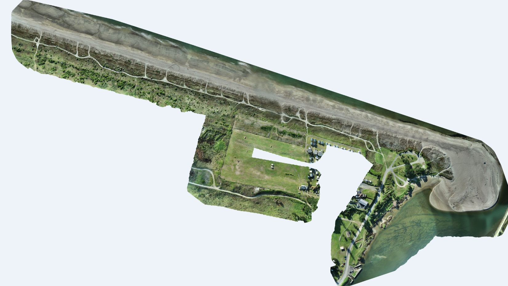 image from survey drone of Thornton Beach Holiday Park