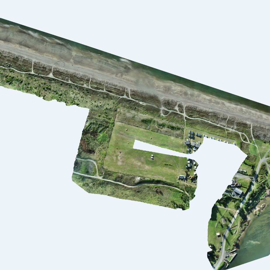 image from survey drone of Thornton Beach Holiday Park