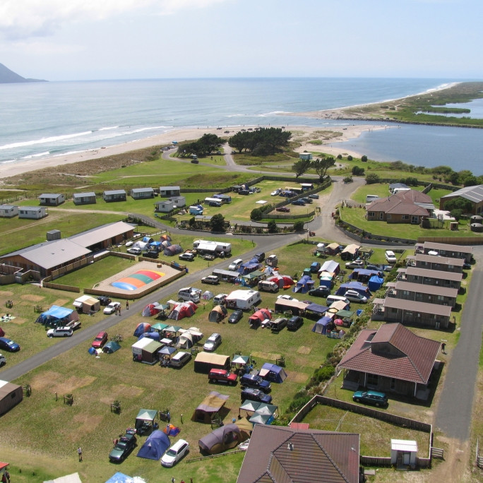 image from survey drone of Thornton Beach Holiday Park