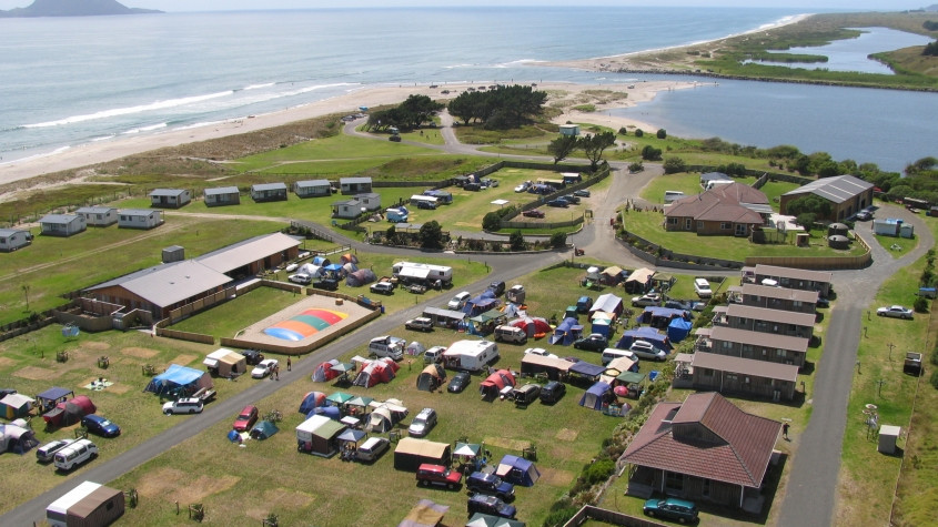 image from survey drone of Thornton Beach Holiday Park